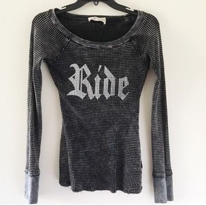 MOTORCYCLE biker babe “Ride” Waffle Knit Thermal